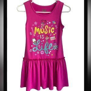 Kids Girls Troll World Tour Sleeveless Pink Dress